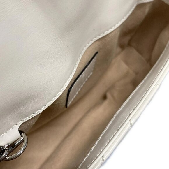 Auth GUCCI GG Marmont Quilted Leather Super Mini Bag 476433 Cream Lambskin - Picture 13 of 16